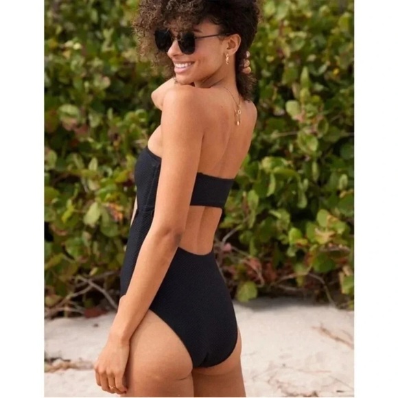 AERIE jacquard cut out strapless one piece Large Long - Picture 2 of 7